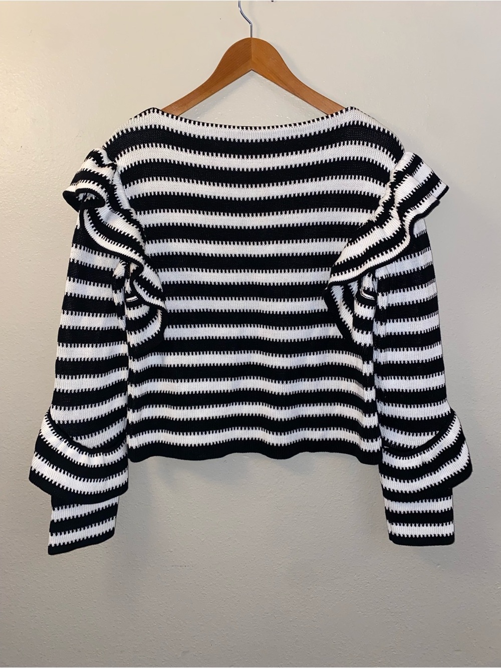 Philosophy di Lorenzo Serafini Striped Ruffle Statement Knit Sweater S/M